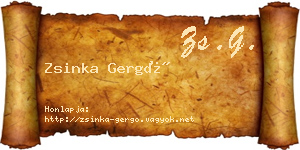 Zsinka Gergő névjegykártya
